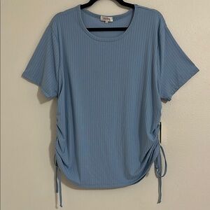 Stella Tweed Ribbed Short Sleeve Top